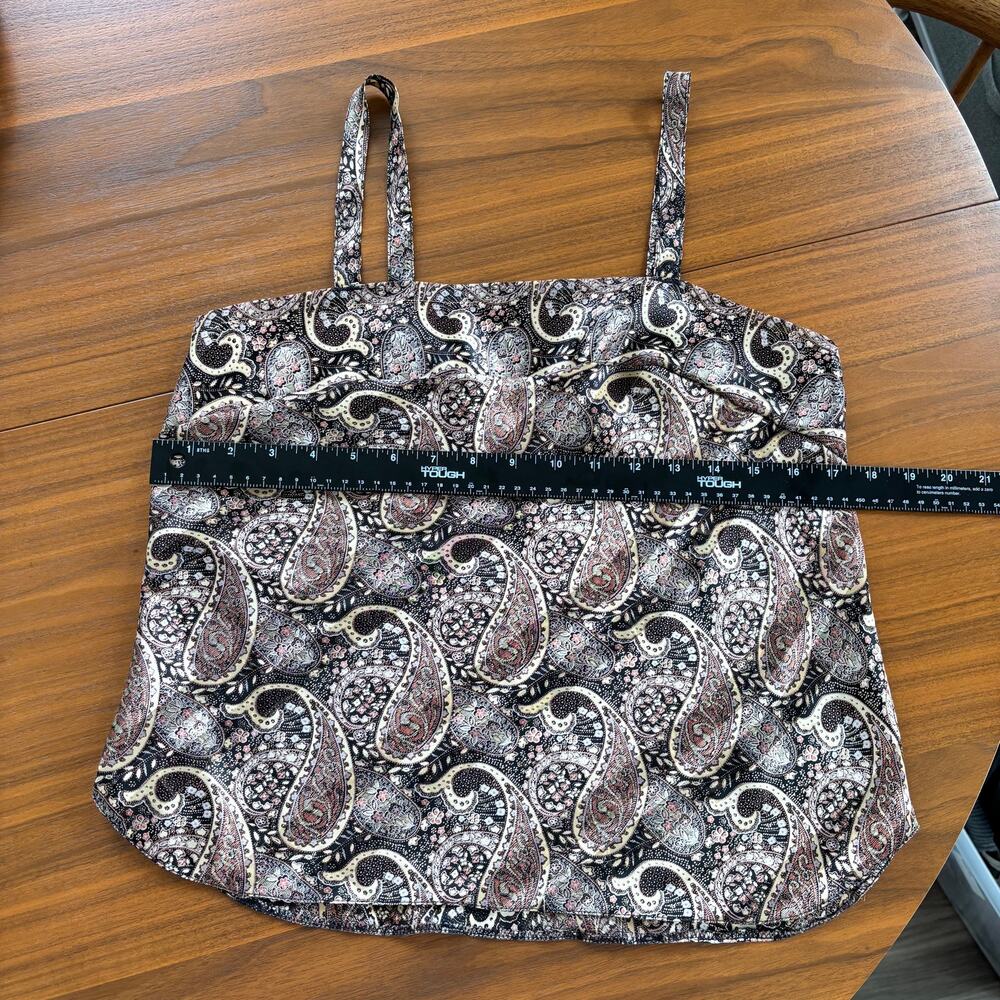 90s‎ Vintage Lady Dorby Paisley Shimmer Tank Top Square Neck Polyester Size 36 - Picture 10 of 11